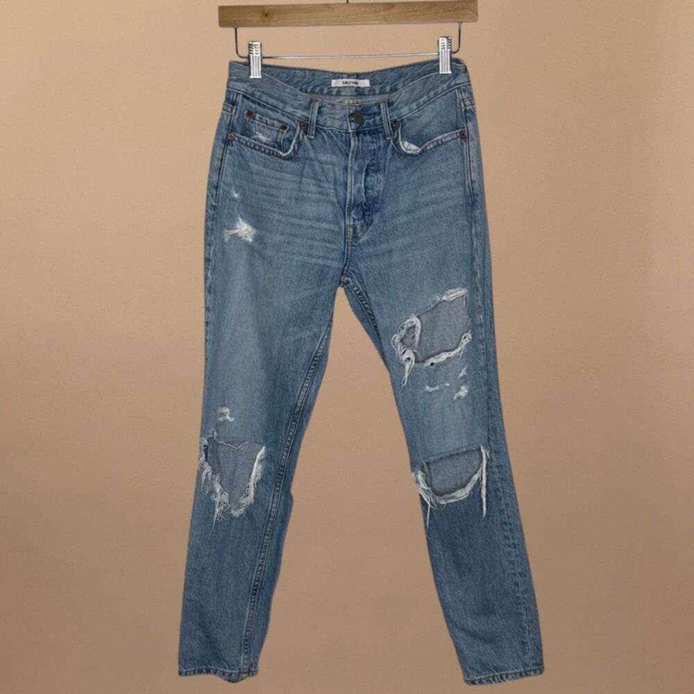 GIRLFRIEND Karolina Jeans Size 25 Speedway Distressed High Rise 100% Cotton